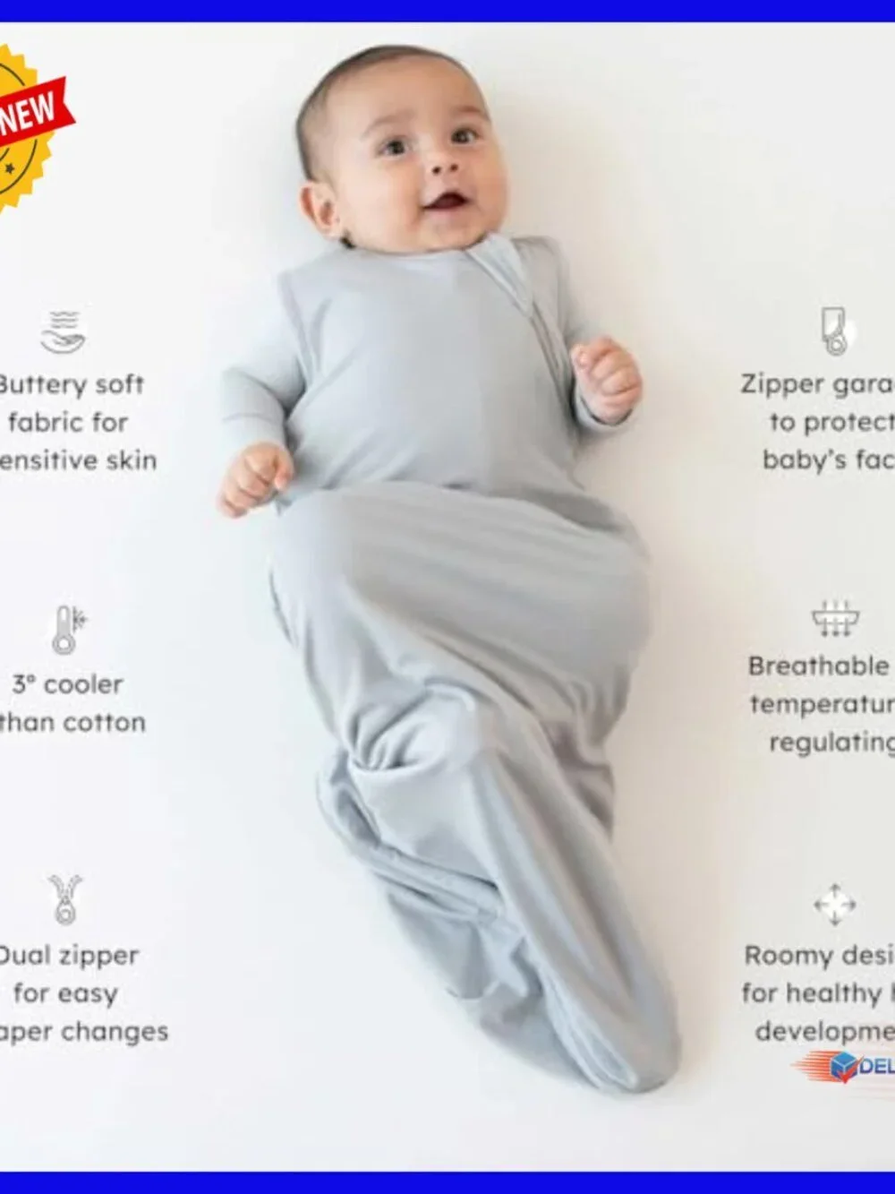 Medium Sleep Bag for Babies, Bamboo Rayon Blend, Zipper Closure, Lightweight